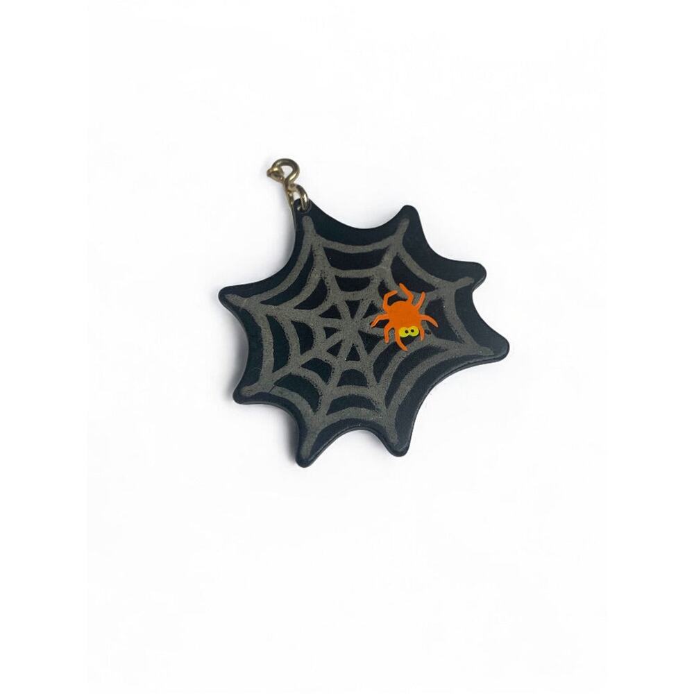 Vintage Halloween 1987 Hallmark Cards Plastic Spider Web Pendant Charm 2 Inch